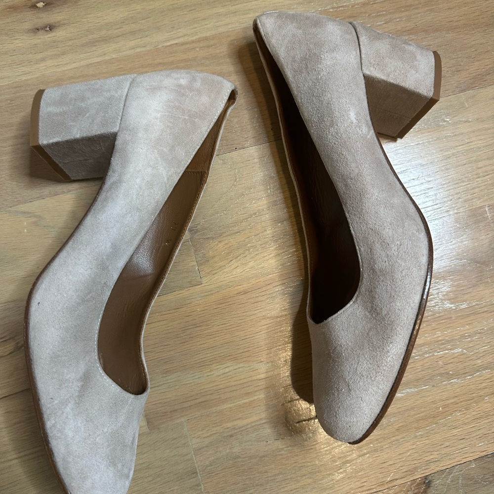 Margaux Taupe Suede Round-Toe Pumps - Picture 3 of 4